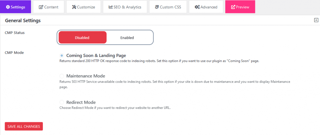 Exemple CMP Coming Soon & Maintenance