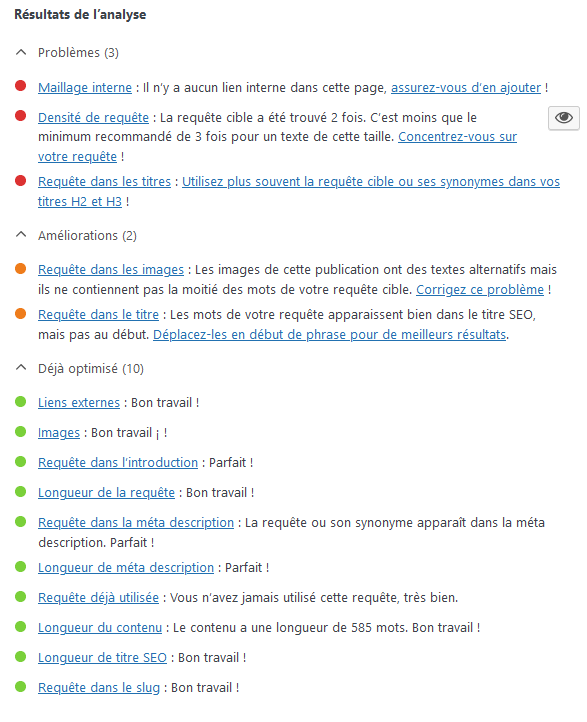 Liste amélioration SEO